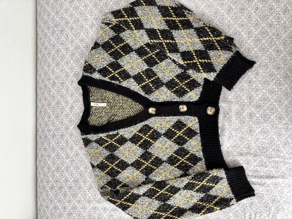 Kadın Ekose Desenli Örgü Hırka - Görsel 4