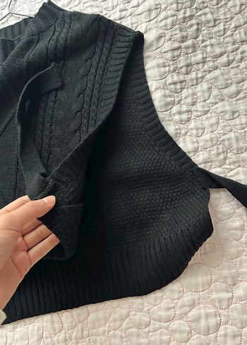 Siyah Örgü Kadın Süveter - Görsel 2
