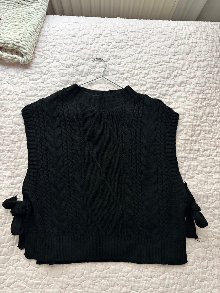 Siyah Örgü Kadın Süveter - Görsel 5