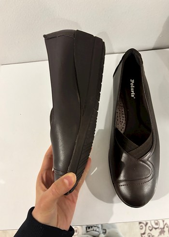 Kahverengi Dolgu Topuk Kadın Düz Ayakkabı - Görsel 5