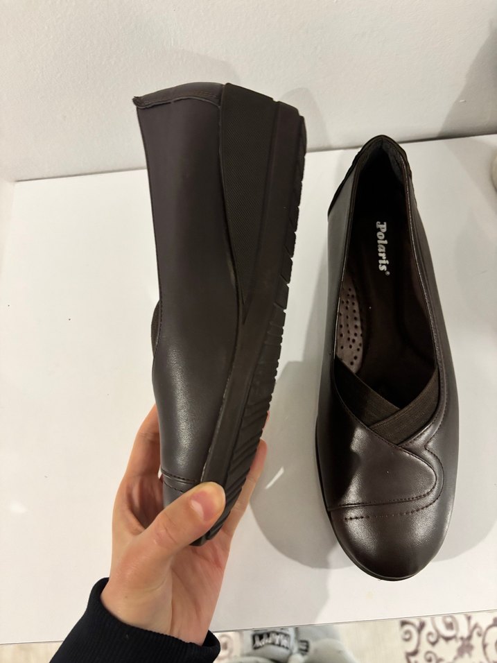 Kahverengi Dolgu Topuk Kadın Düz Ayakkabı - Görsel 5