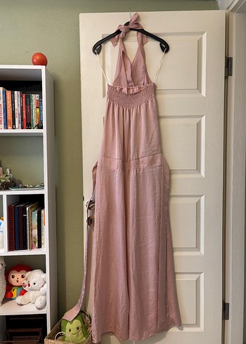 Pembe Drapeli Uzun Boyundan bağlamalı tulum M - Görsel 2