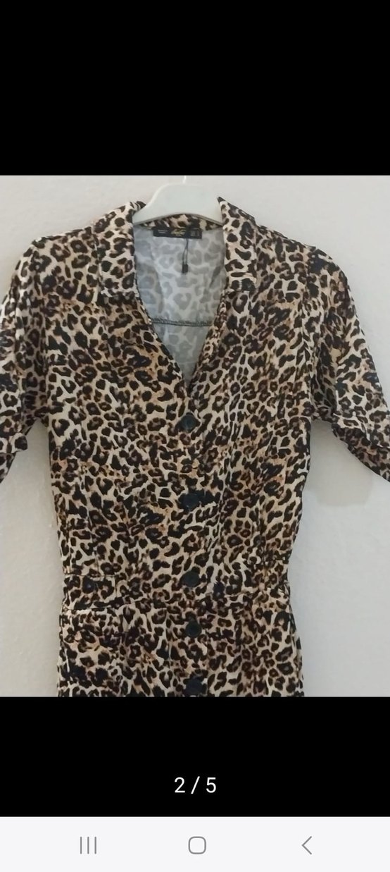Leopar Desenli V Yaka Tulum - Görsel 3