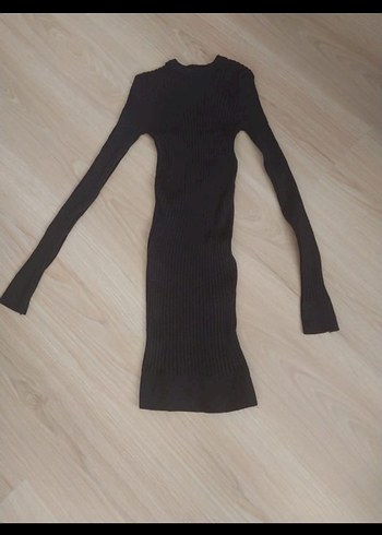 Kahverengi Triko Balıkçı Yaka Elbise - Görsel 2