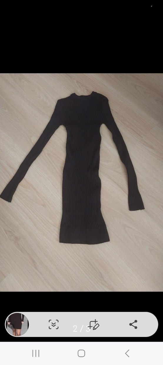 Kahverengi Triko Balıkçı Yaka Elbise - Görsel 2