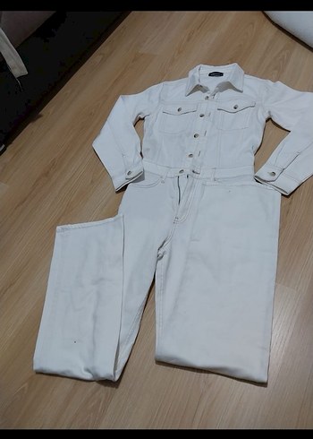 Kadın Beyaz Midi Deri Tulum - Görsel 2