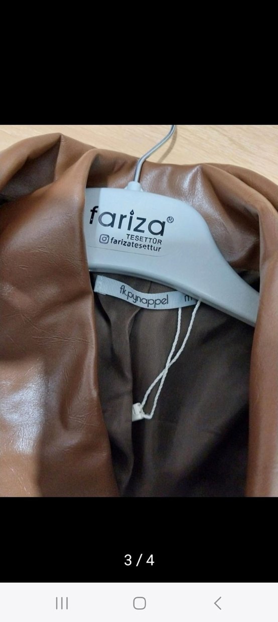 Kahverengi Kemerli Kadın Deri Ceket - Görsel 4