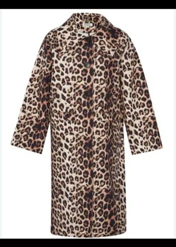 Kahverengi Leopar Desenli Uzun Kadın Kaban - Görsel 3