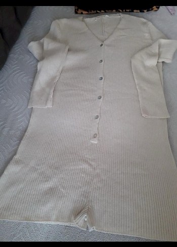 Beyaz Deri Kemerli Mini Tulum - Görsel 2