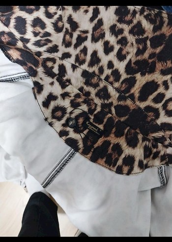 Kahverengi Leopar Desenli Uzun Kadın Kaban - Görsel 6