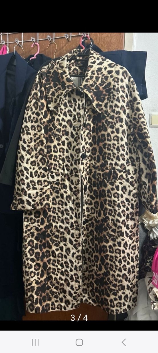 Kahverengi Leopar Desenli Uzun Kadın Kaban - Görsel 4