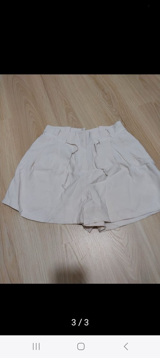 Bej Kadın Kuşaklı Yüksek Bel Mini Şort - Görsel 2