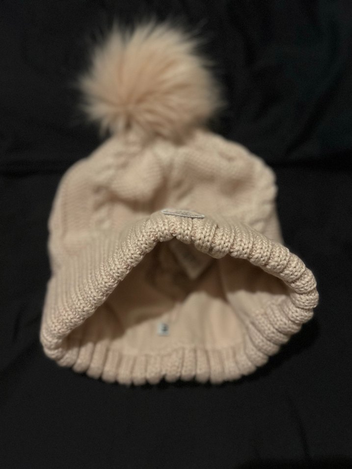 Kadın Bej Örgü Yün Bere - Görsel 2