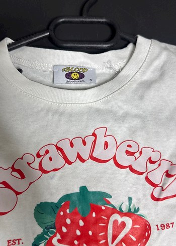 Beyaz Baskılı Kısa Kollu Crop Tişört - Görsel 3