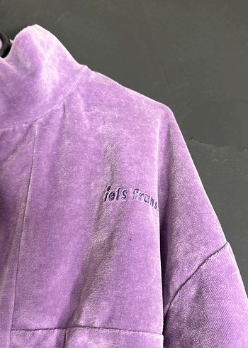 Mor Bağcıklı Yarım Fermuarlı Sweatshirt - Görsel 2