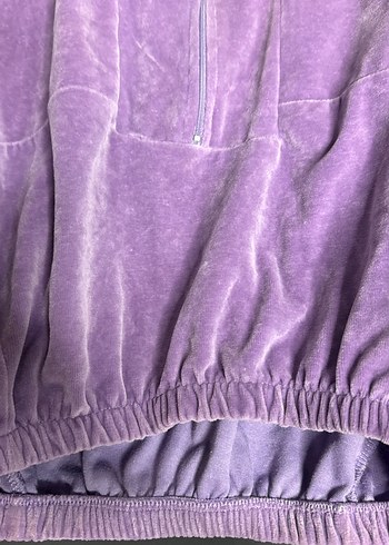 Mor Bağcıklı Yarım Fermuarlı Sweatshirt - Görsel 4