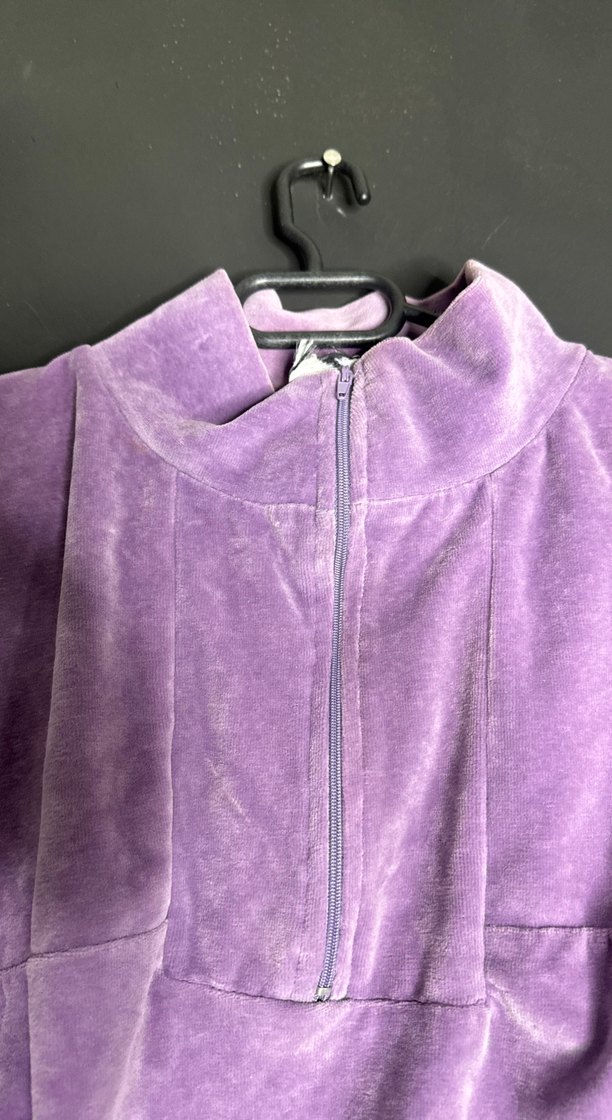 Mor Bağcıklı Yarım Fermuarlı Sweatshirt - Görsel 3