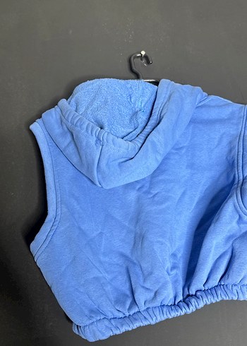 Mavi Kapüşonlu Kadın Sweatshirt - Görsel 4