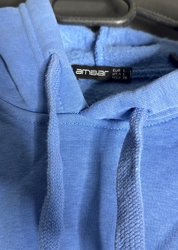 Mavi Kapüşonlu Kadın Sweatshirt - Görsel 3