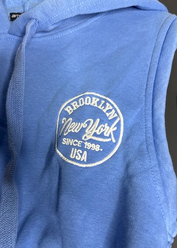 Mavi Kapüşonlu Kadın Sweatshirt - Görsel 2