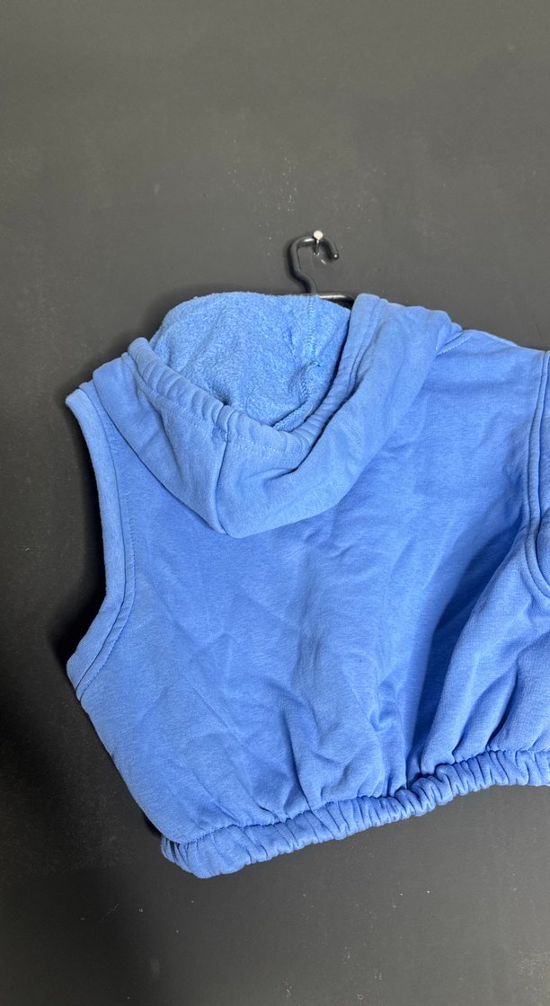 Mavi Kapüşonlu Kadın Sweatshirt - Görsel 4