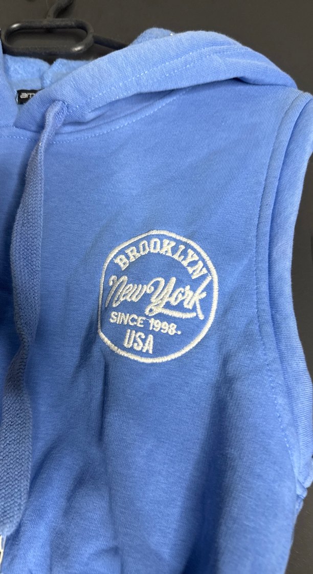 Mavi Kapüşonlu Kadın Sweatshirt - Görsel 2