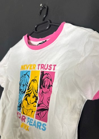 Pembe Baskılı Kız Tişörtü, Kısa Kollu - Görsel 4