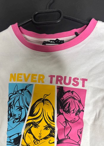 Pembe Baskılı Kız Tişörtü, Kısa Kollu - Görsel 3