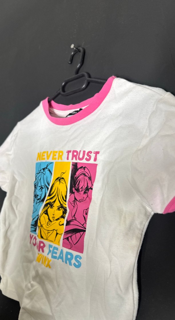 Pembe Baskılı Kız Tişörtü, Kısa Kollu - Görsel 4