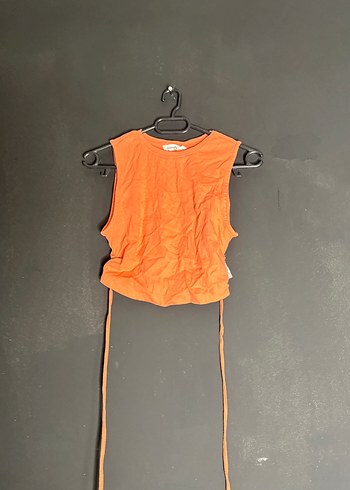 Kadın Turuncu Kolsuz Halter Yaka Atlet - Görsel 2