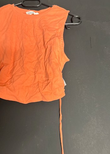 Kadın Turuncu Kolsuz Halter Yaka Atlet - Görsel 3