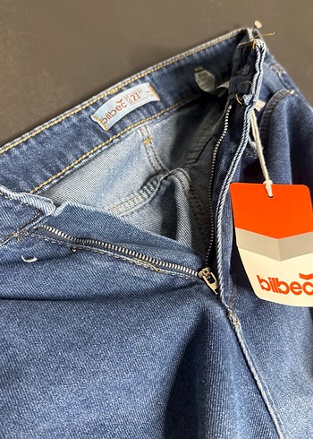 Kemer Detaylı Gri Mavi Bol Kesim Kadın Kot Pantolon - Görsel 3