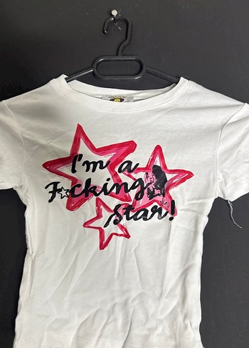 Beyaz Kız Çocuk Rock Punk Baskılı Tişört - Görsel 4