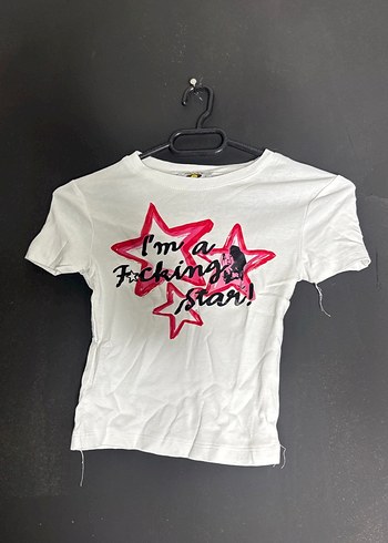 Beyaz Kız Çocuk Rock Punk Baskılı Tişört - Görsel 2