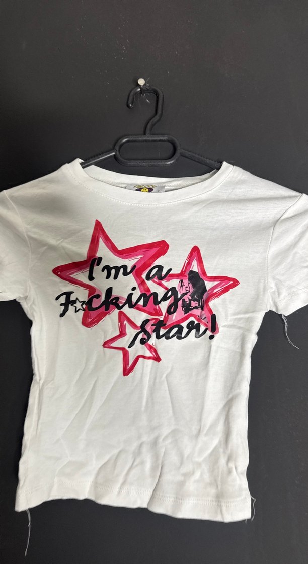 Beyaz Kız Çocuk Rock Punk Baskılı Tişört - Görsel 4