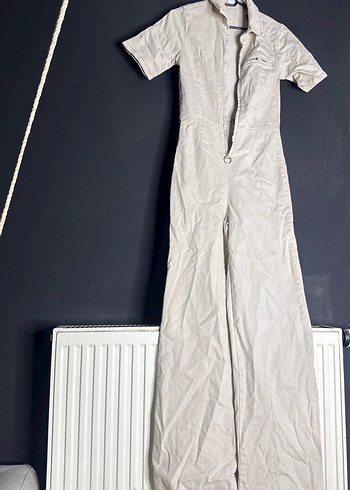 Kadın krem Keten Midi Tulum - Görsel 2