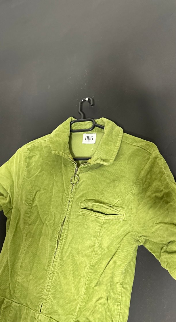 Yeşil Kısa Kollu Midi Keten Tulum - Görsel 3