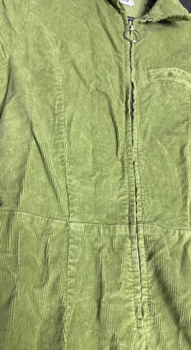 Yeşil Kısa Kollu Midi Keten Tulum - Görsel 5