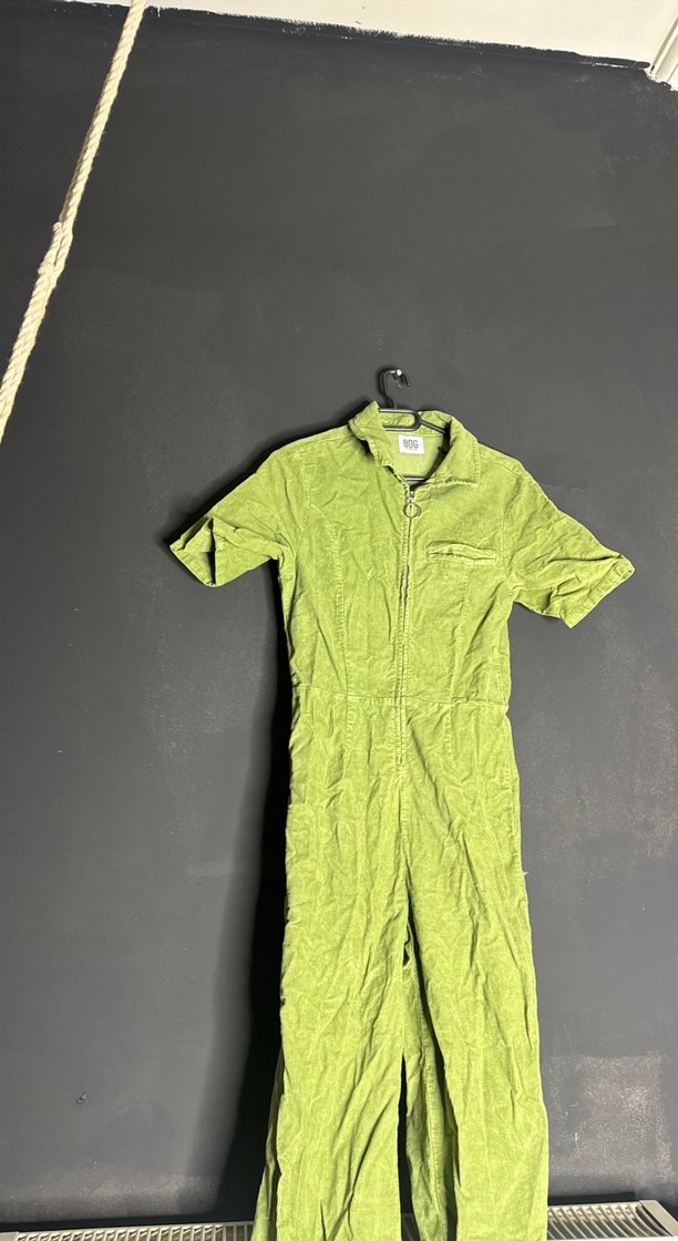 Yeşil Kısa Kollu Midi Keten Tulum - Görsel 2