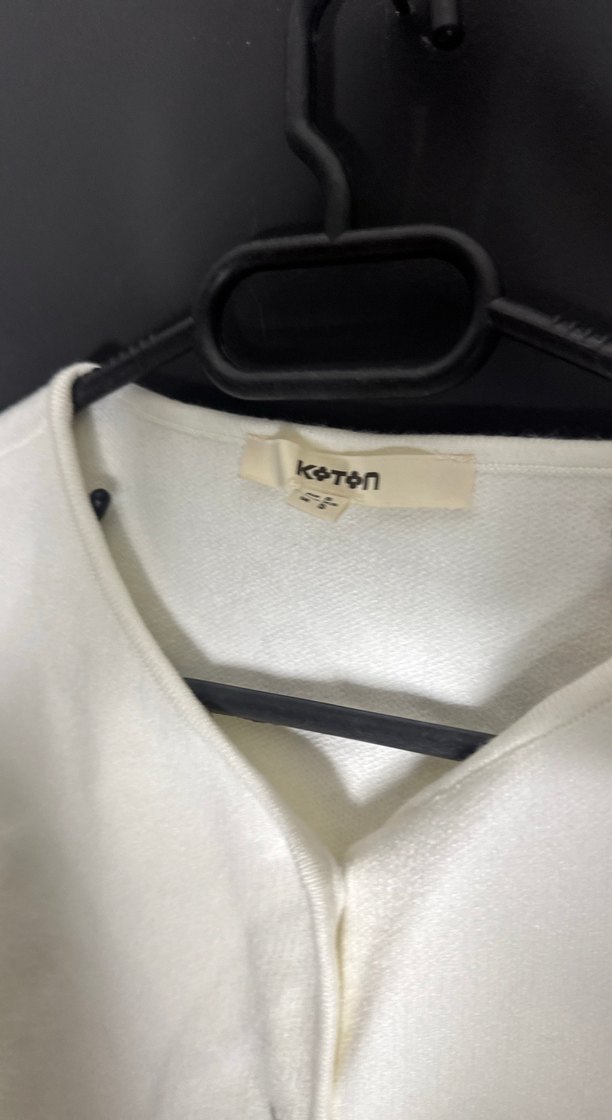 Düğmeli Keten Beyaz Kolsuz Yelek - Görsel 3