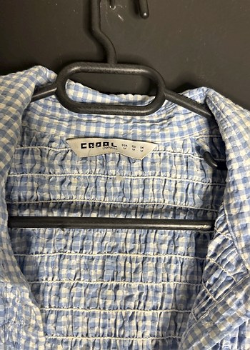 Mavi Kısa Kollu Düğmeli Keten Gömlek - Görsel 3