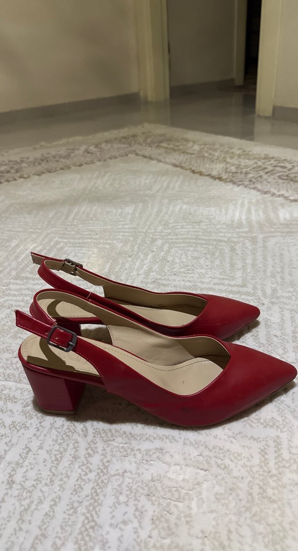 Klasik Kırmızı Stiletto Kadın Ayakkabı - Görsel 4