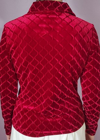 Bordo V Yaka Uzun Kollu Kadın Bluz - Görsel 3