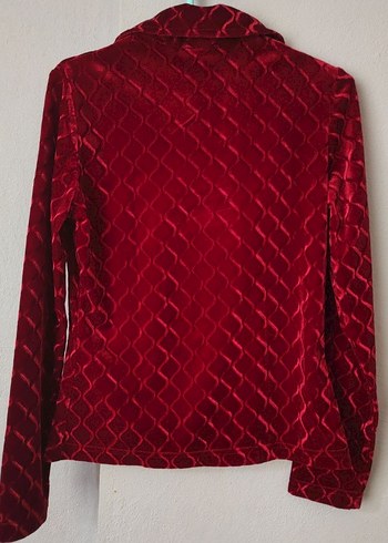 Bordo V Yaka Uzun Kollu Kadın Bluz - Görsel 6