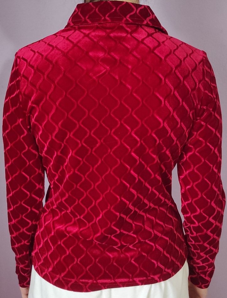 Bordo V Yaka Uzun Kollu Kadın Bluz - Görsel 3