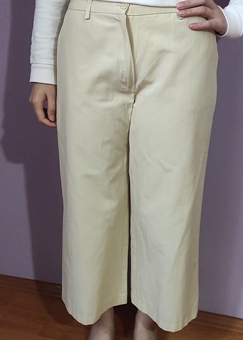 Bej Kadın Midi Kumaş Pantolon - Görsel 2