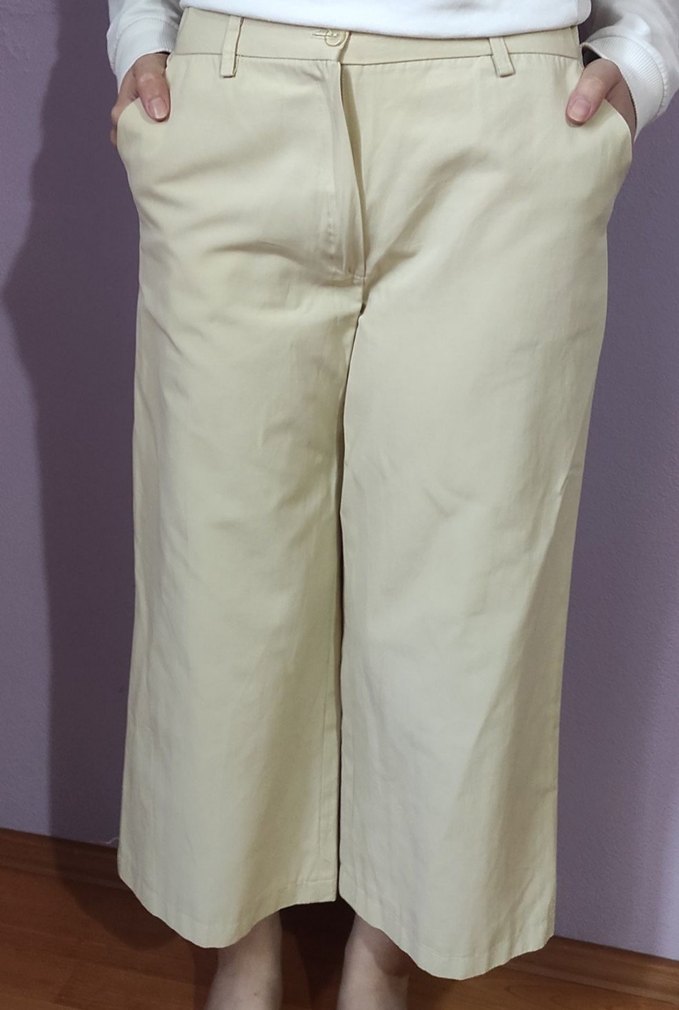 Bej Kadın Midi Kumaş Pantolon - Görsel 3