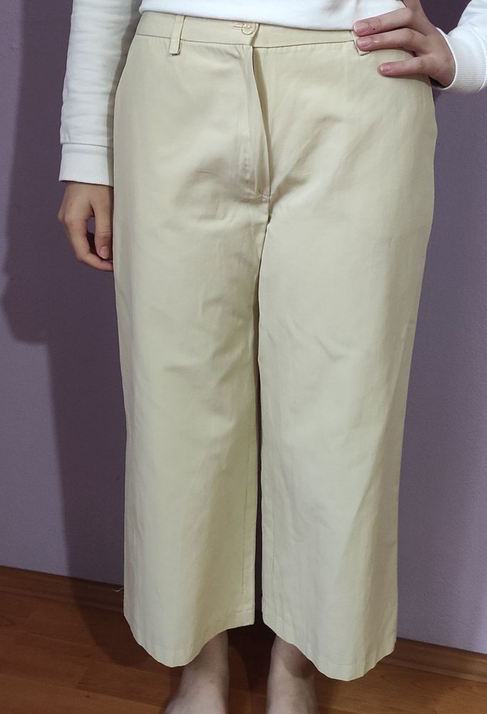 Bej Kadın Midi Kumaş Pantolon - Görsel 2