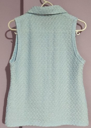 Mavi Kolsuz Keten Gömlek - Görsel 4