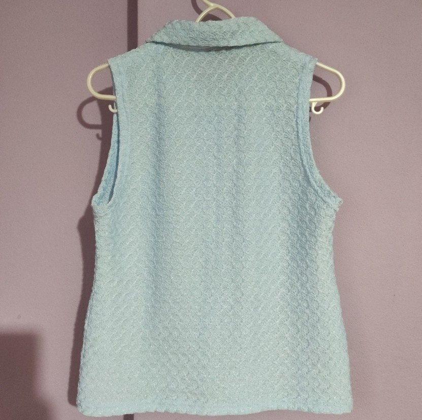 Mavi Kolsuz Keten Gömlek - Görsel 4